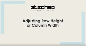 Poster with instructions on Adjusting Row Height or Column Width in Microsoft Excel, featuring bold text.