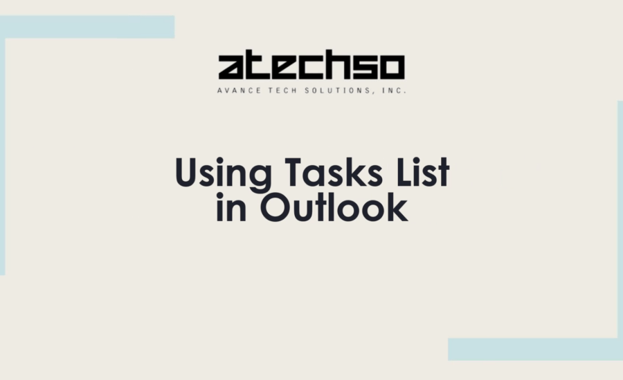 Poster with instructions on Using Tasks List in Outlook, featuring bold text and Outlook's logo.