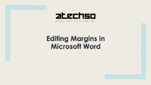 Poster with instructions on Editing Margins in Microsoft Word, featuring bold text and Microsoft Word's logo.