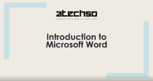 Poster on Introduction to Microsoft Word, featuring bold text and Microsoft Word's logo.