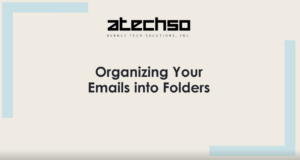 Poster with instructions on Organizing Your Emails into Folders on Outlook, featuring bold text.