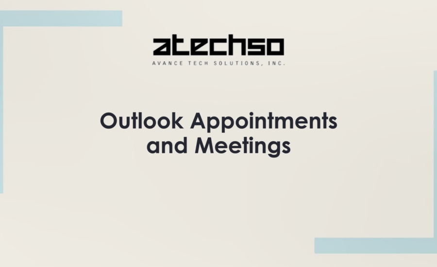Poster with instructions on using Outlook Appointments and Meetings, featuring bold text and Outlook's logo.