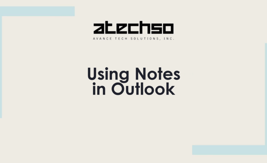 Poster with instructions on Using Notes in Outlook, featuring bold text and Outlook's logo.
