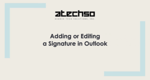 Poster with instructions on Adding or Editing a Signature in Outlook, featuring bold text and Outlook's logo.
