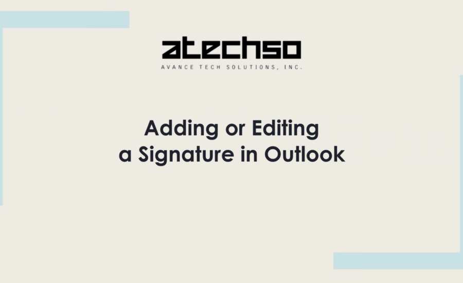 Poster with instructions on Adding or Editing a Signature in Outlook, featuring bold text and Outlook's logo.