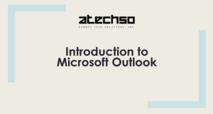 Poster on Introduction to Microsoft Outlook, featuring bold text and Outlook's logo.