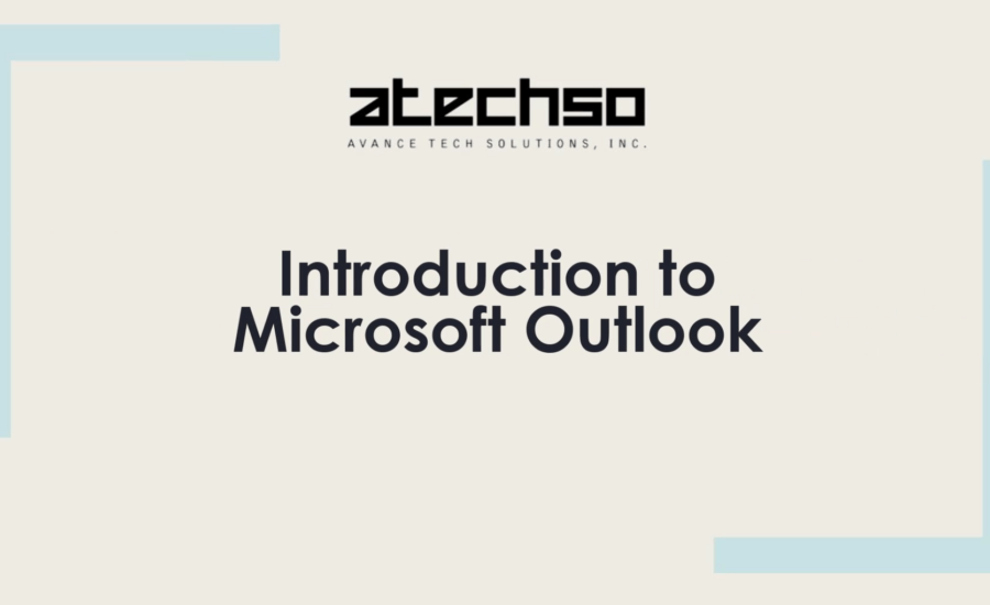 Poster on Introduction to Microsoft Outlook, featuring bold text and Outlook's logo.