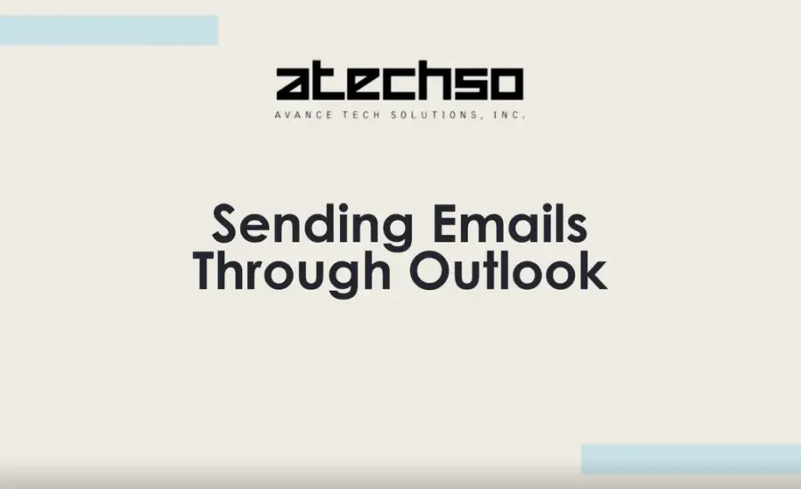 Poster with instructions on Sending Emails Through Outlook, featuring bold text, and Outlook's logo.