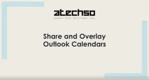 Poster with instructions on using Share and Overlay Outlook Calendars, featuring bold text, and Outlook's logo.