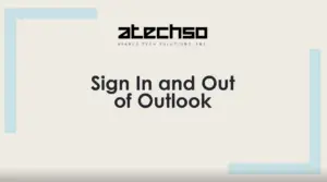 Poster with instructions on using Sign In and Out of Outlook, featuring bold text, and Outlook's logo.