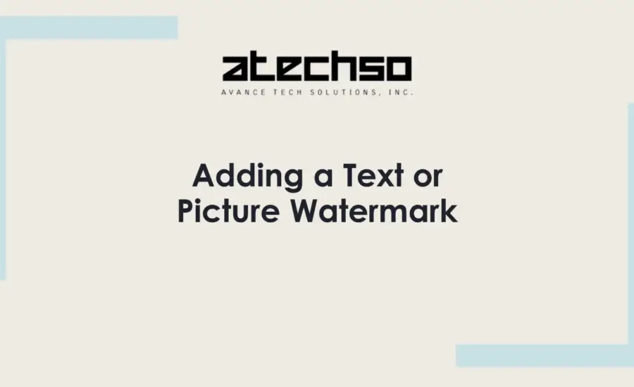 Poster with instructions on Adding a Text or Picture Watermark, featuring bold text.