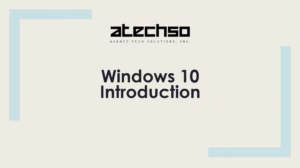 Poster with Introduction of Windows 10, featuring bold text.